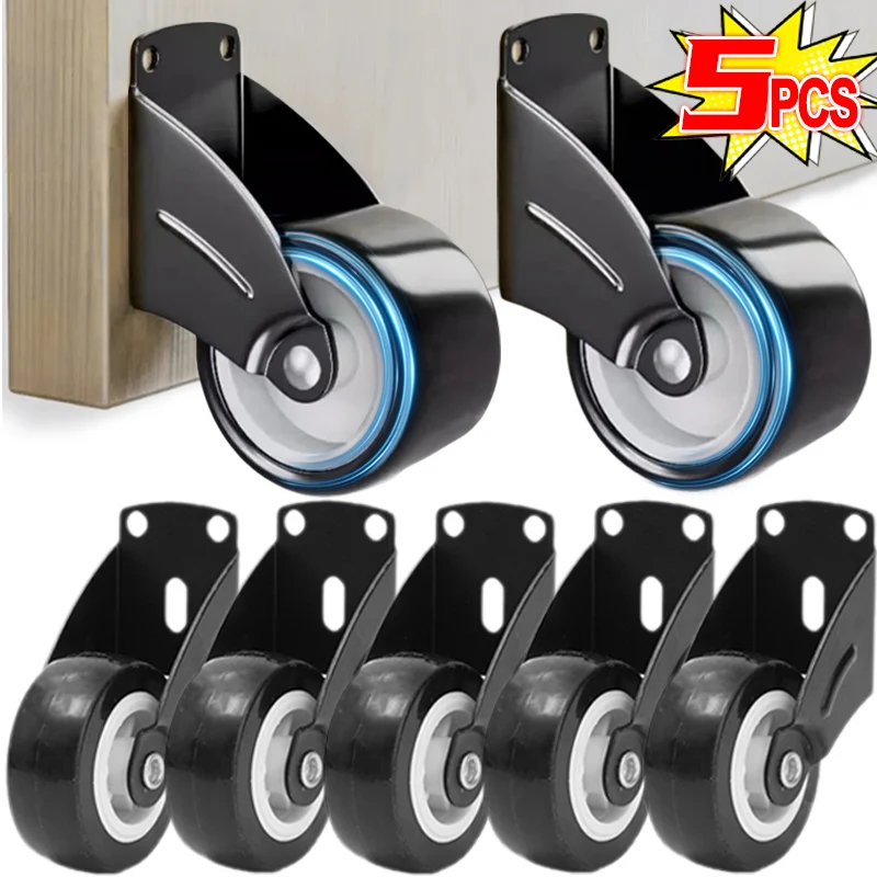 Roulettes pivotantes en caoutchouc souple pour meubles 1/2/5 pièces design moderne couleur noir/gris silence e