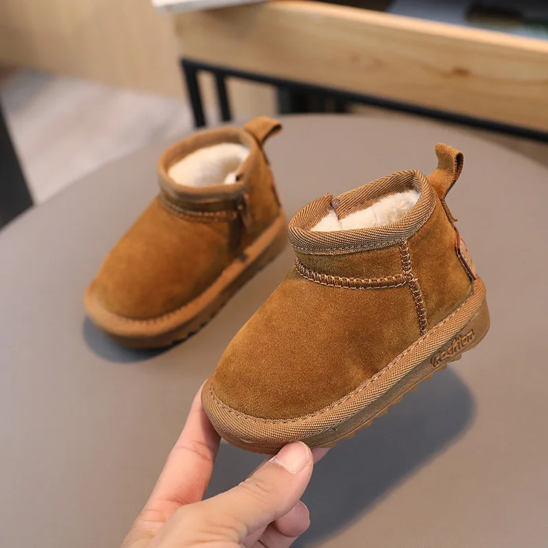 Bottines bébé fille garçon hiver 2025 daim faux fourrure antiglisse chaussures marche confortables poussette a