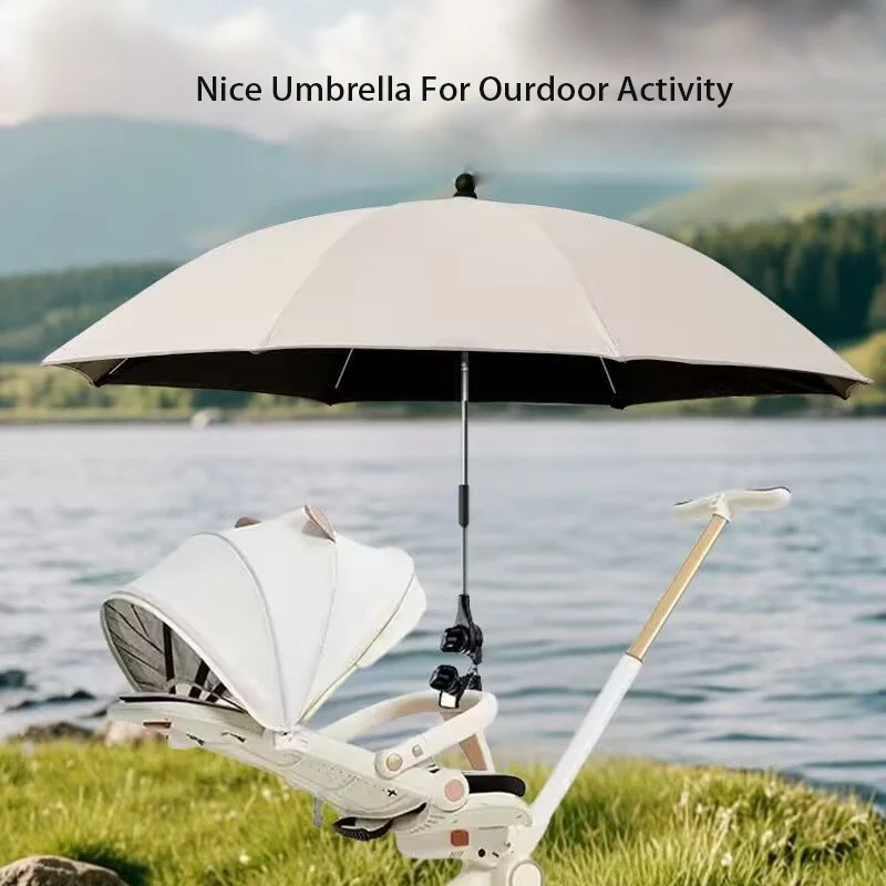 Parapluie pliable pour poussette ombrage universel fixation pince tissu 190T Pongée résistant aux intempéries 