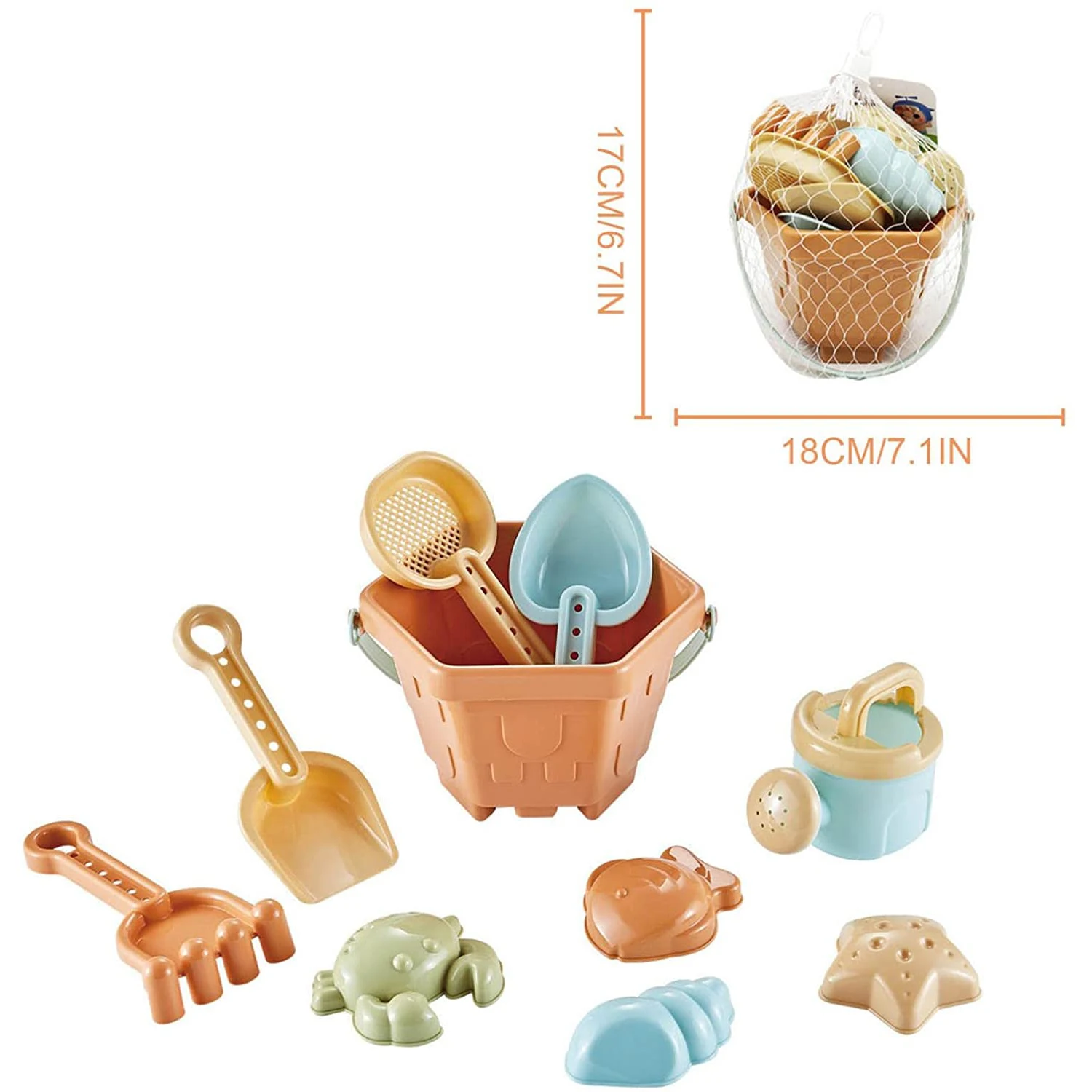 Ensemble jouets plage pour bébés jeux sable et eau 10 pièces pelle seau moules animaux durable sécuritaire ada
