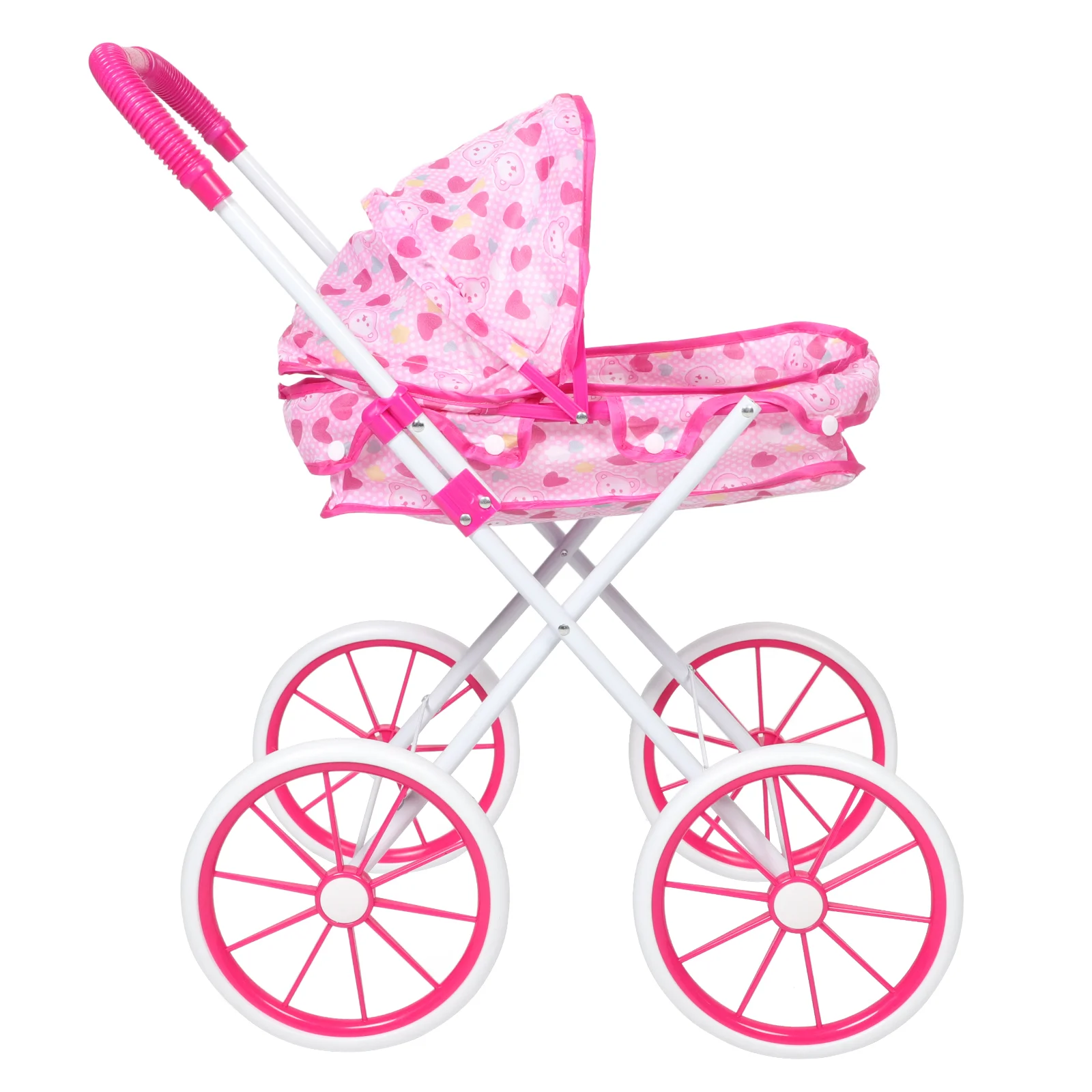 Poussette pour poupée jouet éducatif fille style parapluie coloris rose accessoires inclus jouets bébé fille p