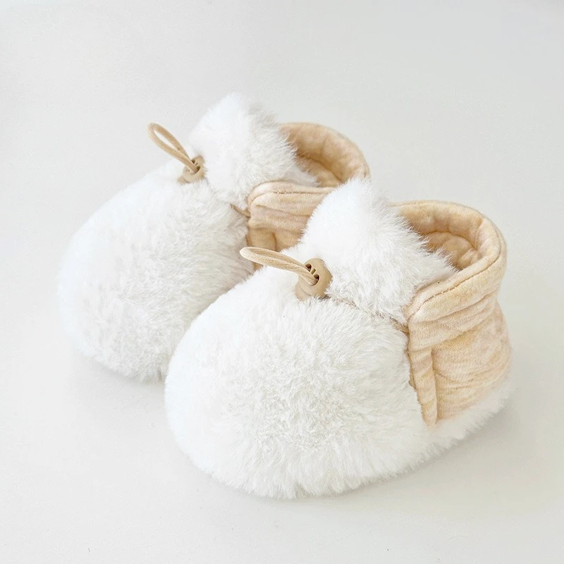 Chaussons bébé 012 mois chaussures douces en tissu pelucheux fermeture