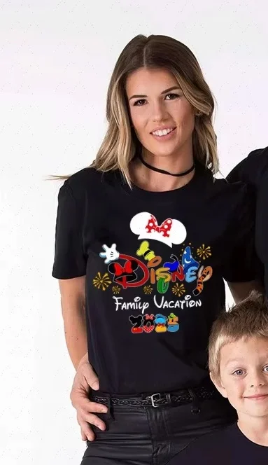 Tshirt Disney pour famille parent enfant style mignon coton confortable unisexe vacances