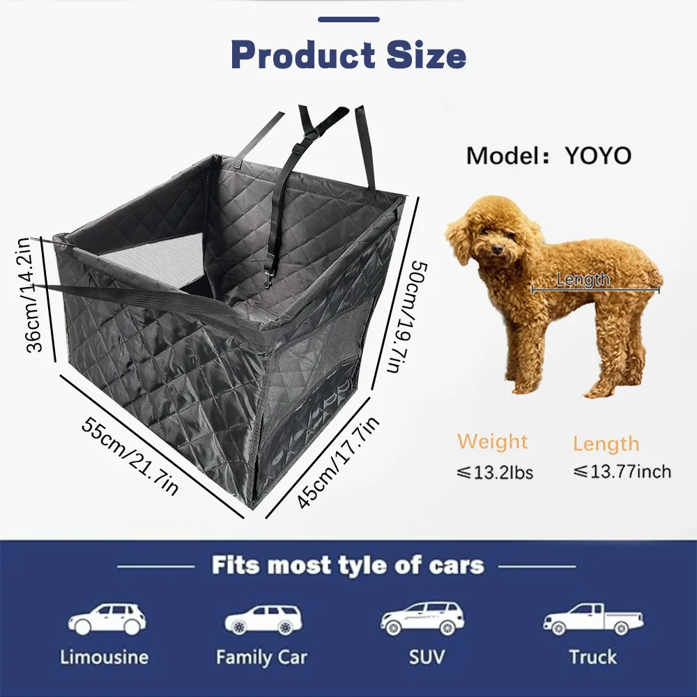 YOYO Kennel siège voiture chien chat transporteur portable panier imperméable mesh ventilation sécurisé design