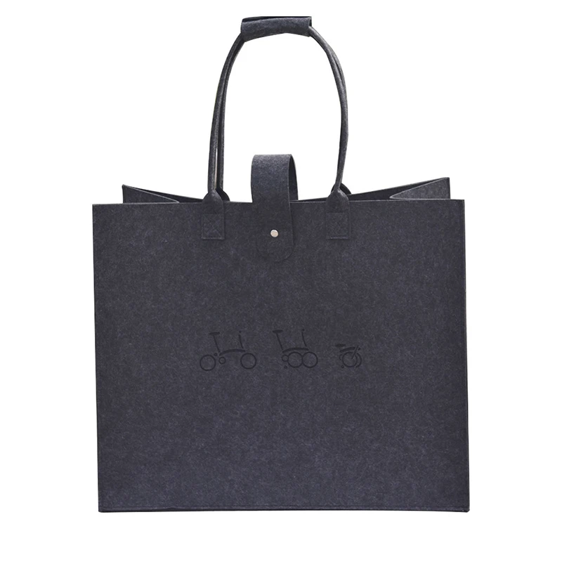 Sac en feutre moderne pour transport et rangement style minimaliste motifs bicyclette couleur noire poignées r