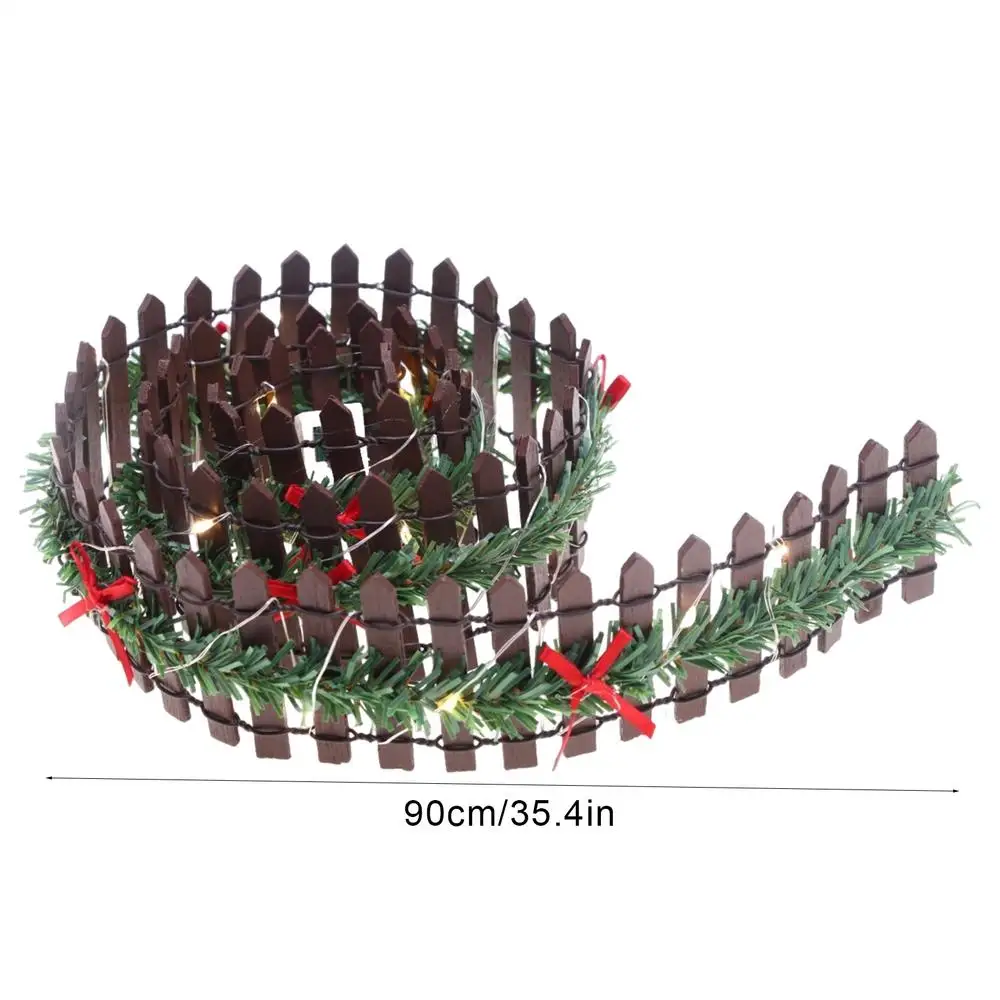Décoration Noël guirlande clôture sapin lumières LED nœud rouge intérieur extérieur 90cm fêtes Noël maison sal