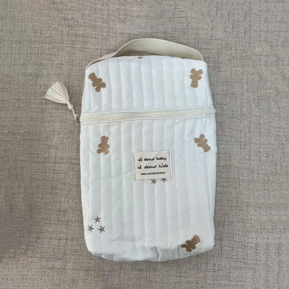 Sac à couches portable pour poussette matelassé brodé organisateur de rangement pour bébé accessoires maman sa