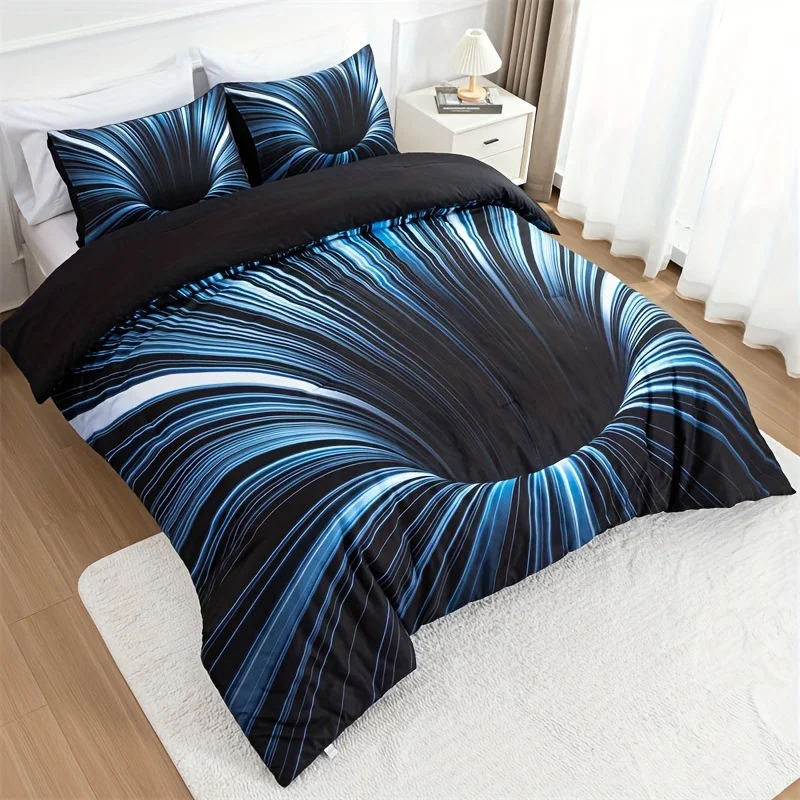 Ensemble housse de couette 3 pièces 3DFW lan tissu doux 100% polyester style américain sans oreiller motifs im