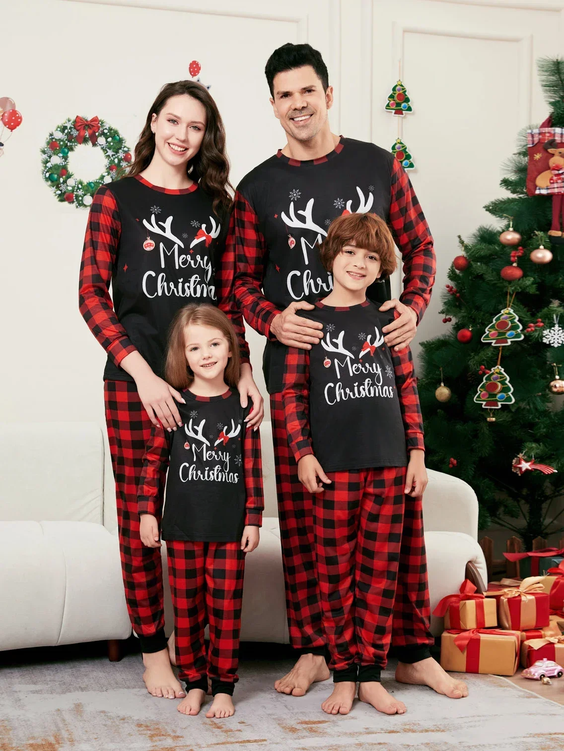 Tenue de famille Noel pyjama imprimé joyeux Noel vêtements assortis adultes enfants barboteuse bébé costume do