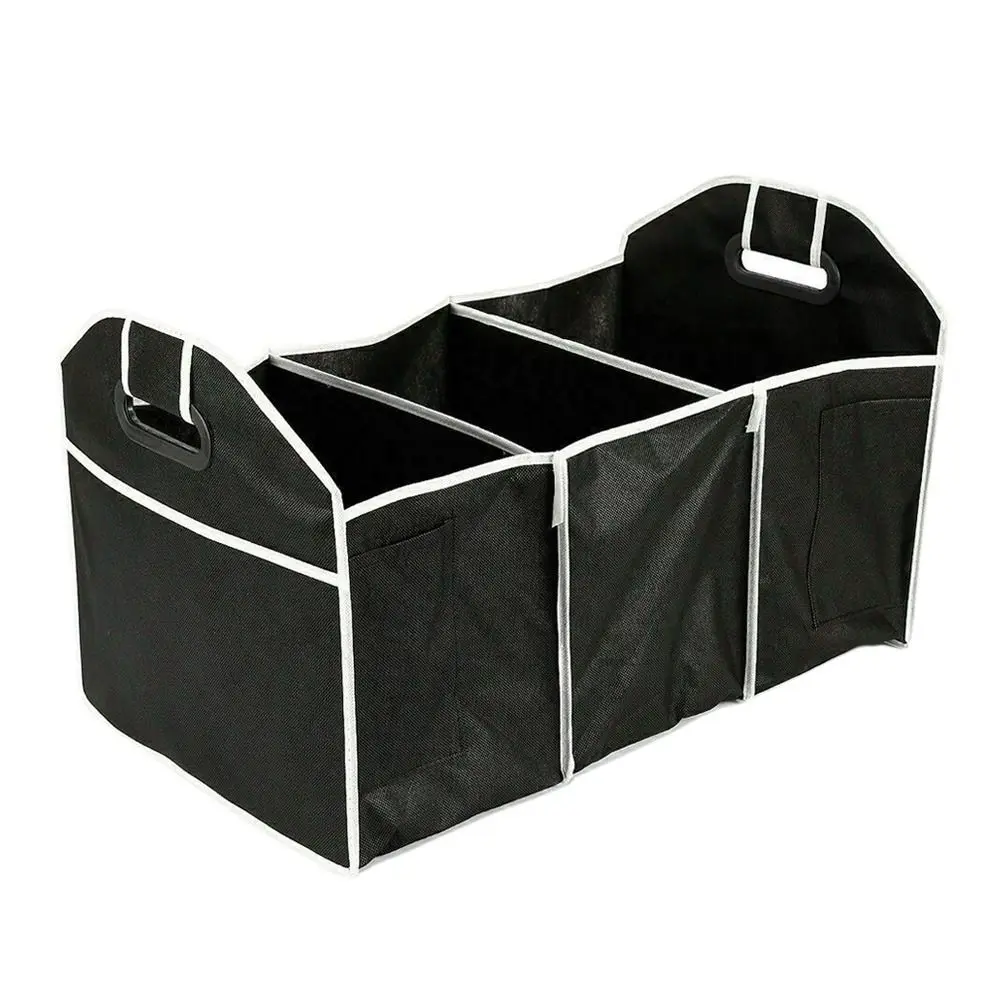 Organisateur Coffre Voiture Pliable Sac Rangement Noir Matériau Résistant Compartiments Poignées