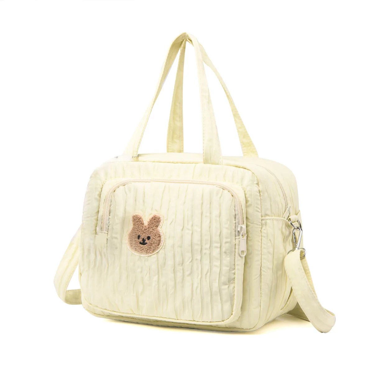 Sac à main multifonctionnel pour maman et bébé sacoche à couches design lapin jaune pâle portable et stylé