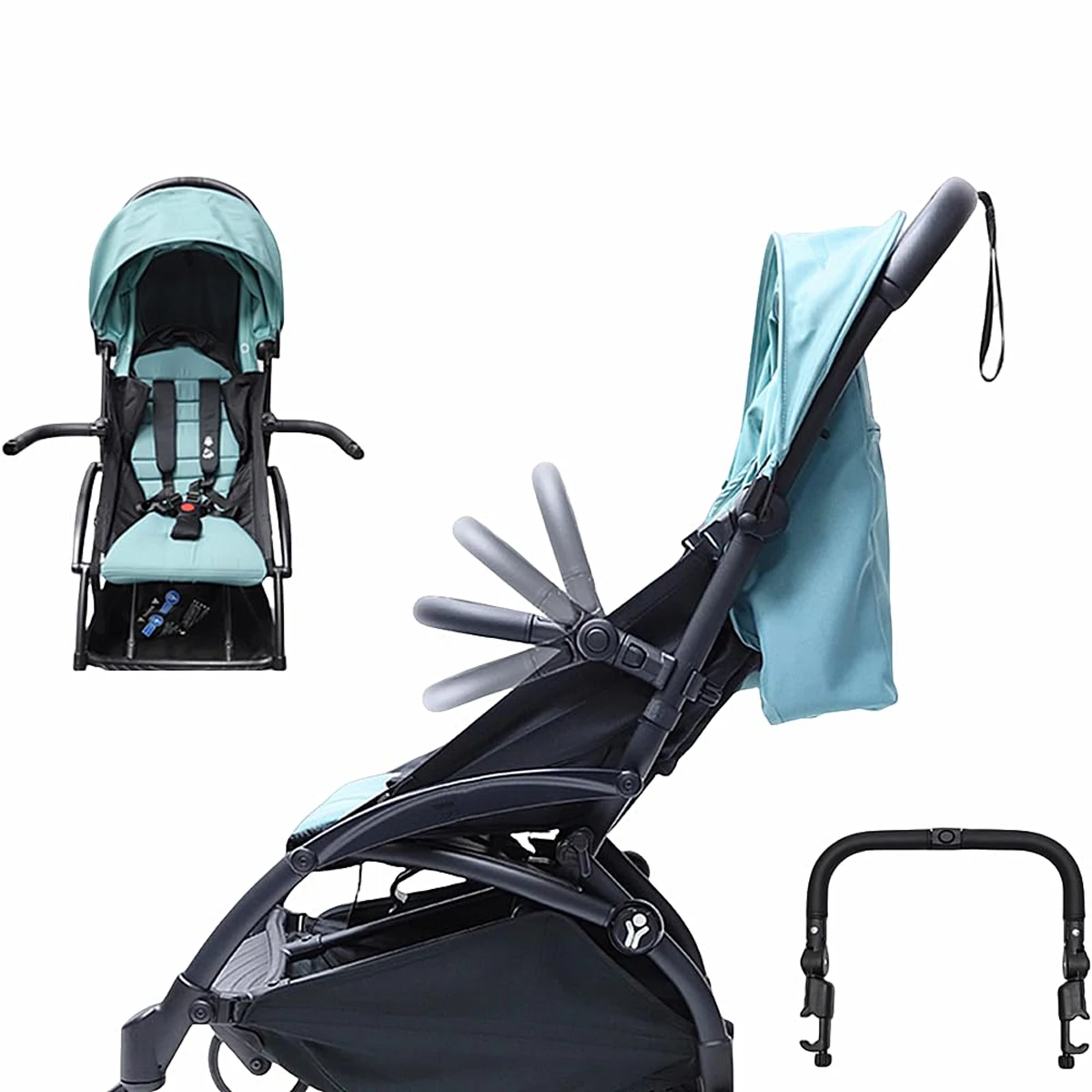 Barre de protection poussette ajustable en cuir artificiel design moderne universel compatible toutes marques