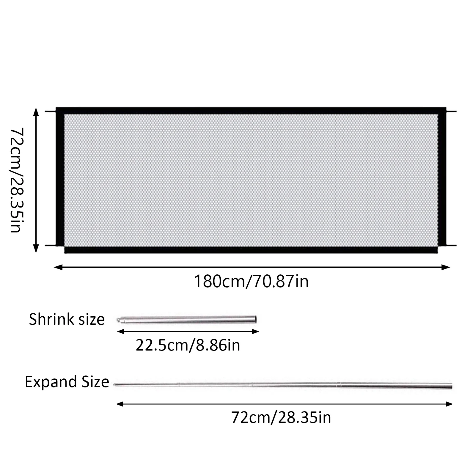 Barrière de sécurité rétractable pour bébé en nylon 4 crochets 72x180cm portable facile à installer durable