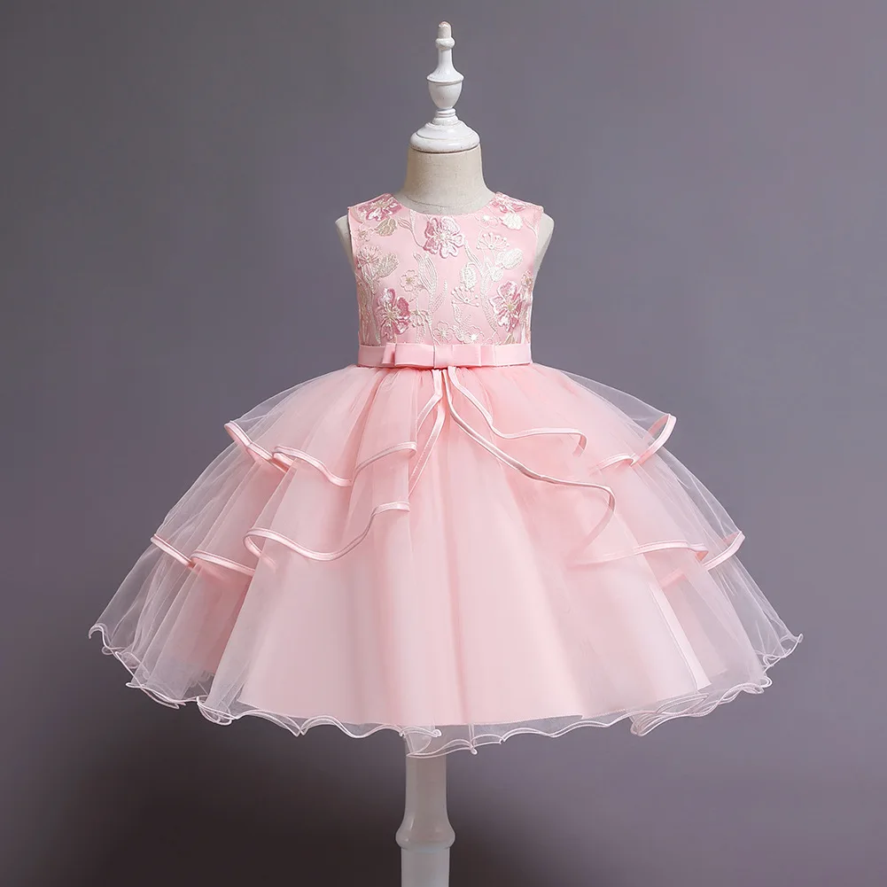 Robe princesse brodée fleurs filles robe mariage anniversaire soirée cérémonie style élégant doux tissu satiné