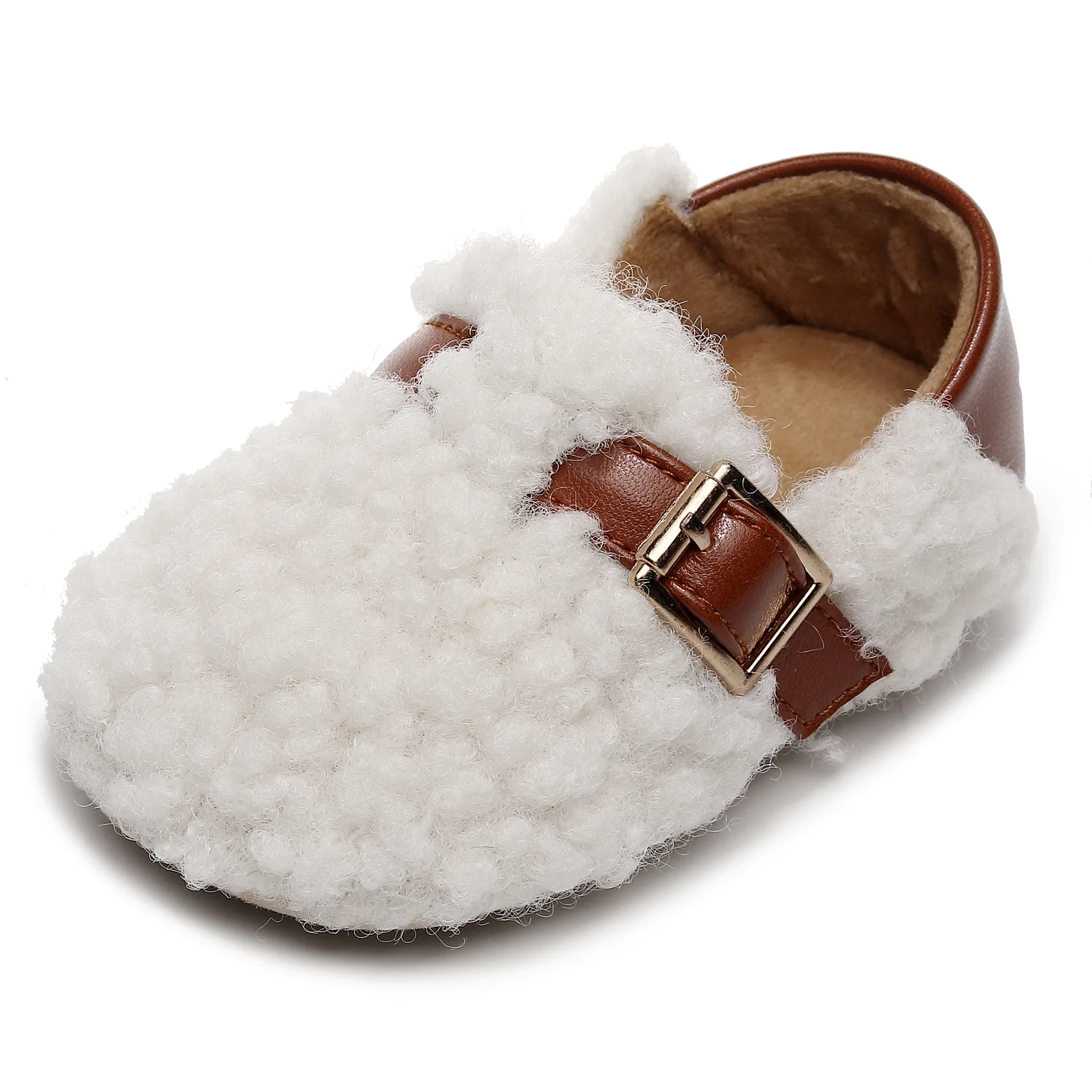 Chaussons bébé en peluche antiglissant pour premiers pas intérieur
