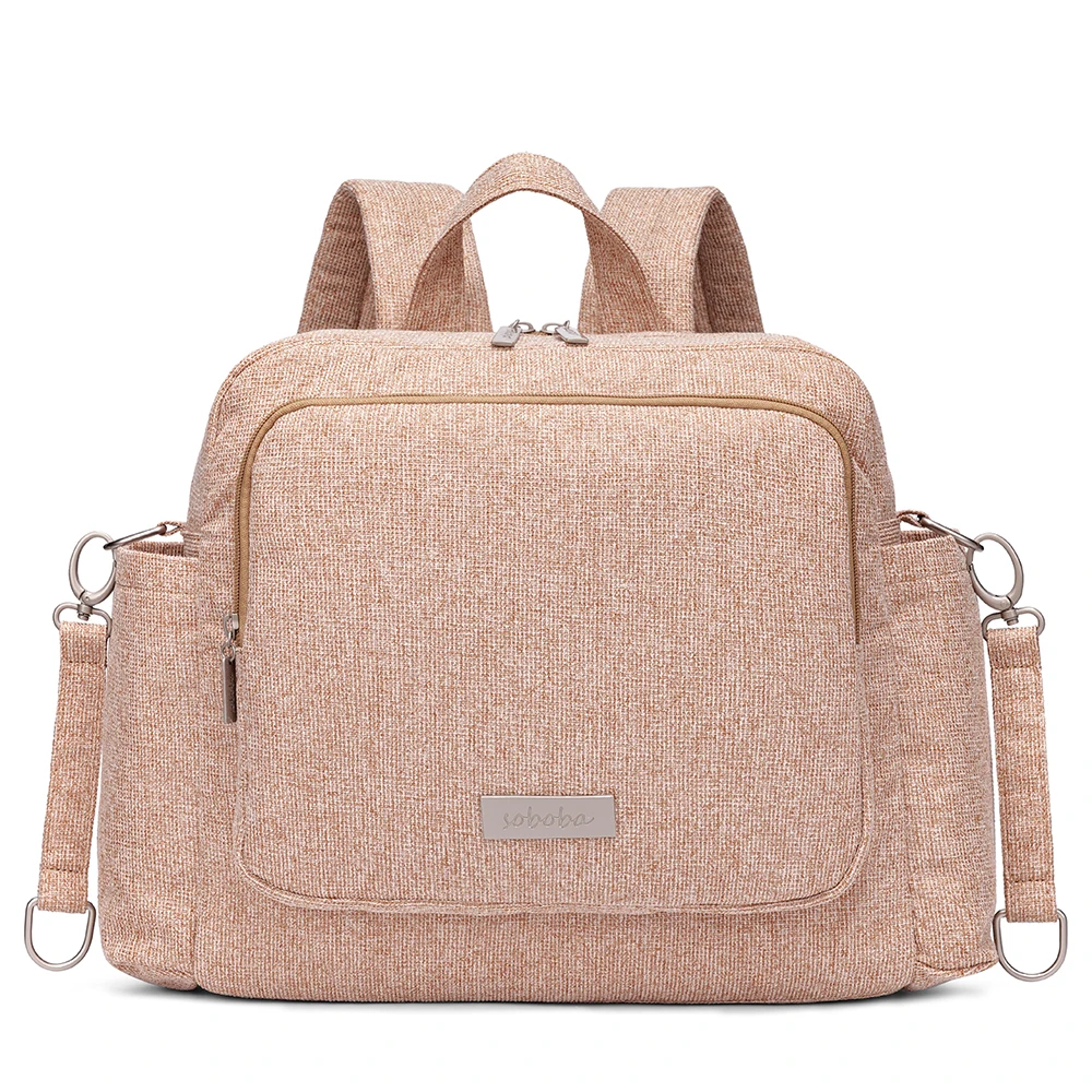 Soboba élégant sac à couches pour bébé nouveauné grande capacité imperméable solide style sac à dos 2 sangles 