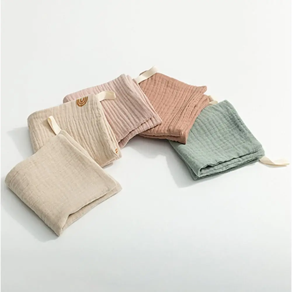 Débarbouillettes en mousseline pour bébé serviettes de soin douces 5
