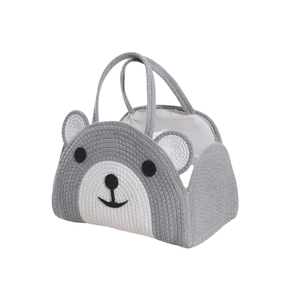 Sac à couches en corde de coton pour bébé style ours mignon sac de rangement pratique sécurité et confort idéa