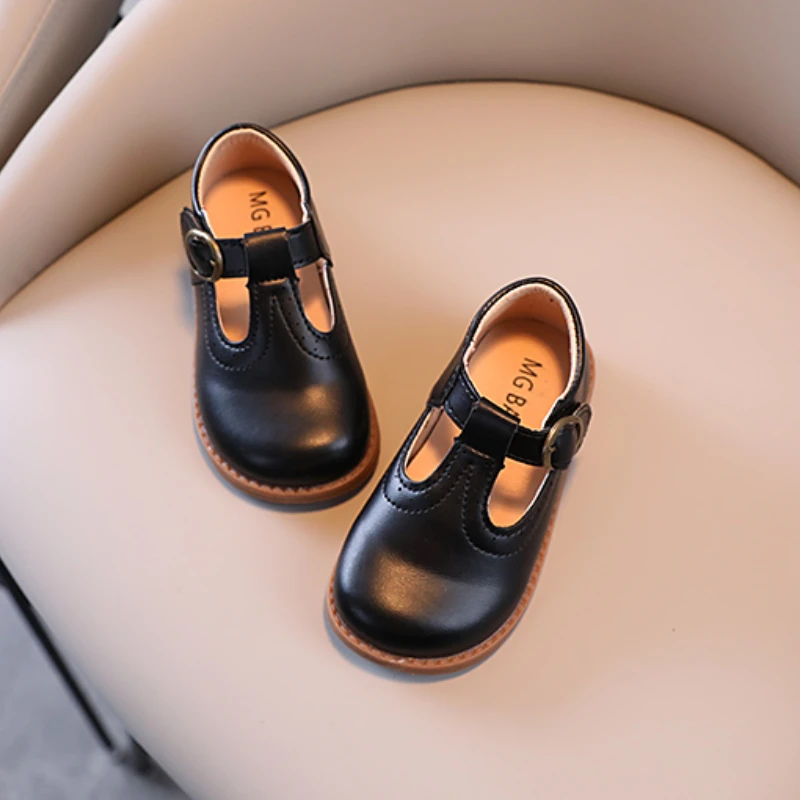 Chaussures Plates Classiques en Cuir Ajourées pour Enfant en Bas Âge