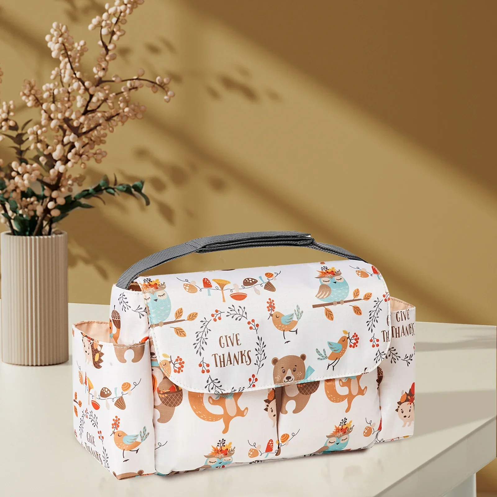 Sac à couches Grateful Bear Organisateur bébé poussette Animaux motifs Sac change portable Accessoires pousset