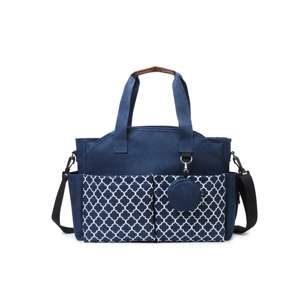 Sac à couches bébé grand容量 multi compartiments résistant bandoulière réglable étanche style moderne bleu marin
