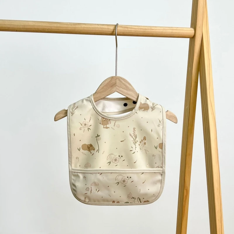 Bavoirs imperméables en PU pour bébés motifs animaux et fleurs 03 ans garçons et filles écharpe protectrice ti