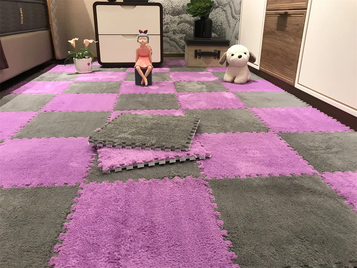 Tapis de jeu bébé 30x30 cm EVA mousse modulaire puzzle sol couverture doux bébé jouets éveil 03 ans purplegrey