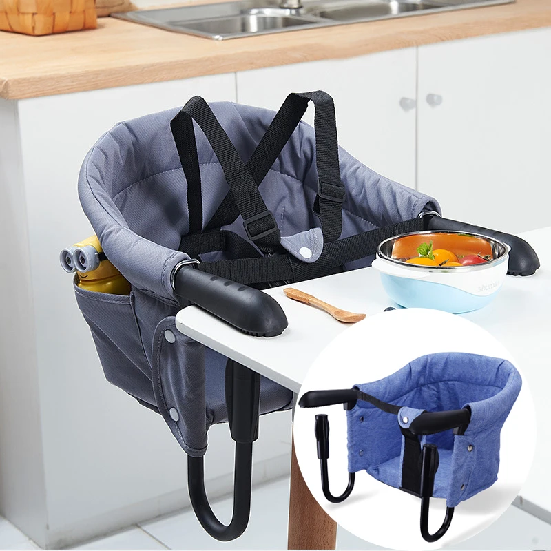 Chaise haute portable bébé siège de voyage table crochets rapide tissu doux design moderne confortable sécurit