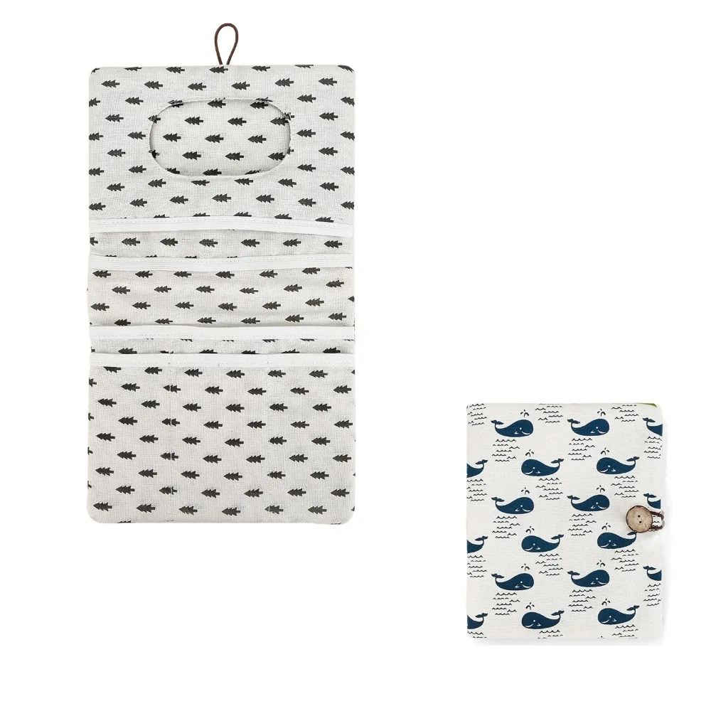 Pochette de rangement pour couches bébé motif baleines et forêt 多