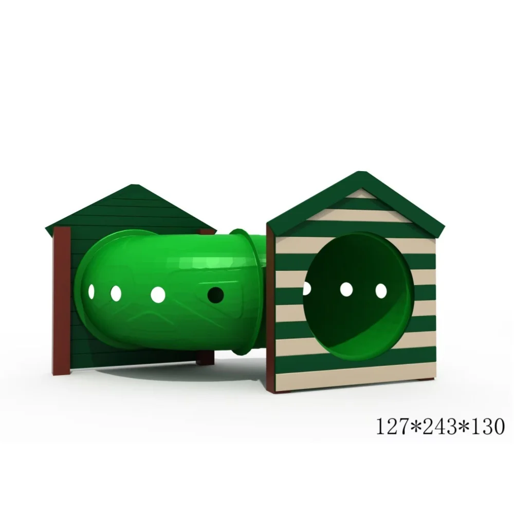 Tunnel de jeu extérieur pour animaux de compagnie avec deux maisons plastique durable design ludique pour jard