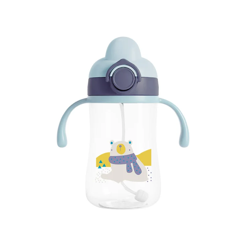 Bouteille d'eau pour bébé 300ml paille intégrée sans BPA design ours