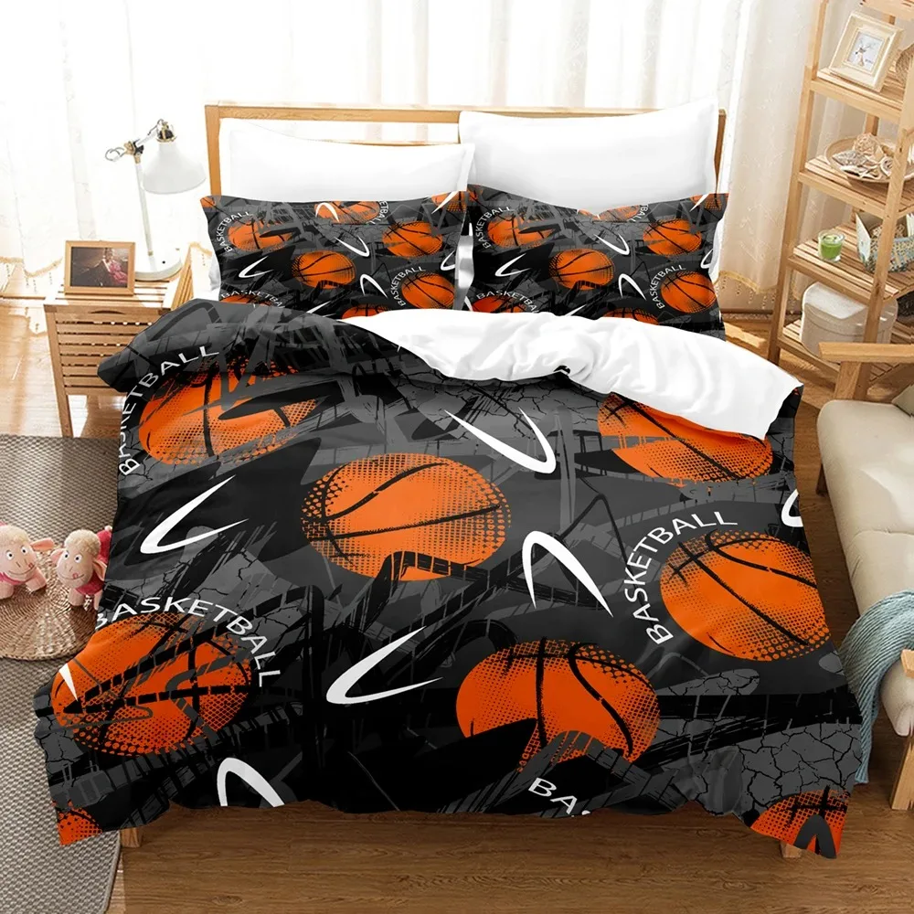 Ensemble literie basketball housse couette polyester 3D pour garçon couvrelit taie oreiller accessoires chambr