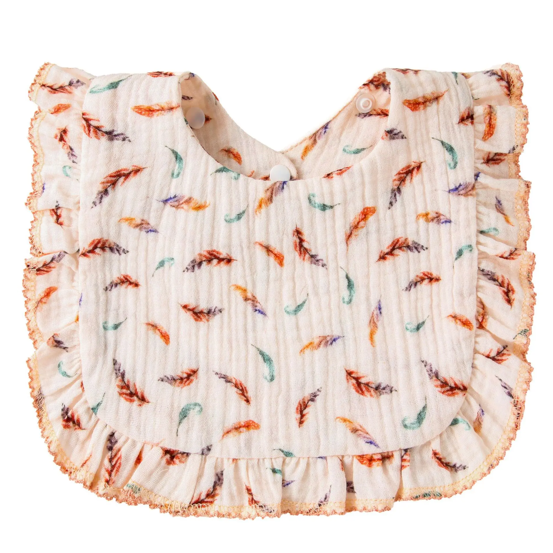 Bavoir bébé coton muslin motifs floraux volants néoprénés nourrisson unisexe design moderne protége vêtements