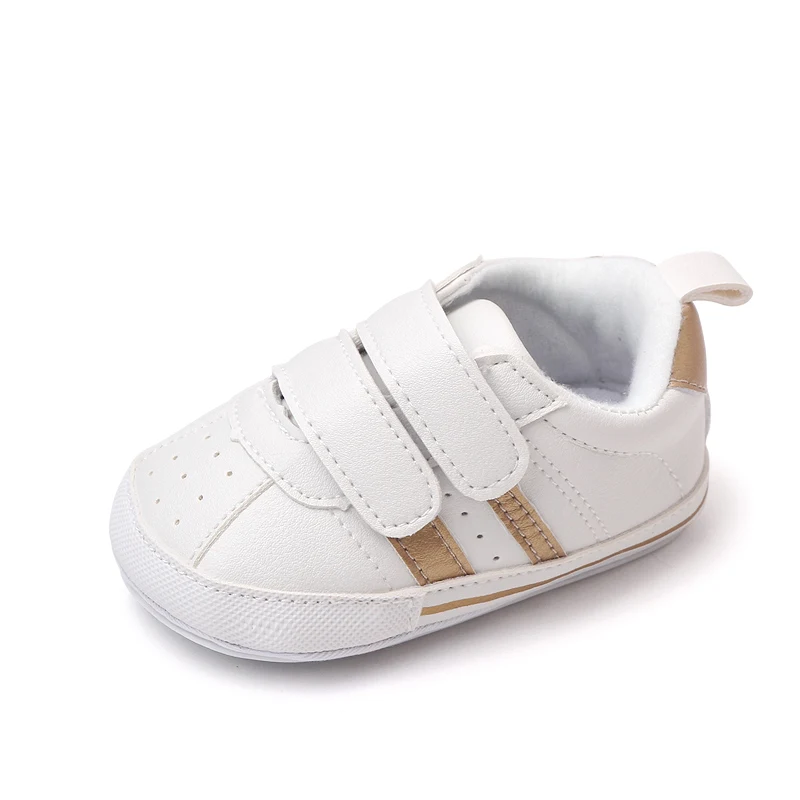 Baskets blanches enfants semelles souples confortables chaussures sport minimalistes style doré printemps auto
