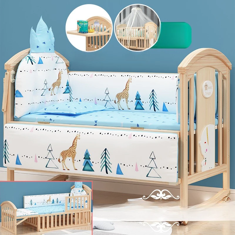 Lit bébé Sweet Dream bois massif portable lit d'appoint moustiquaire coussins inclus design moderne 安全 03 ans