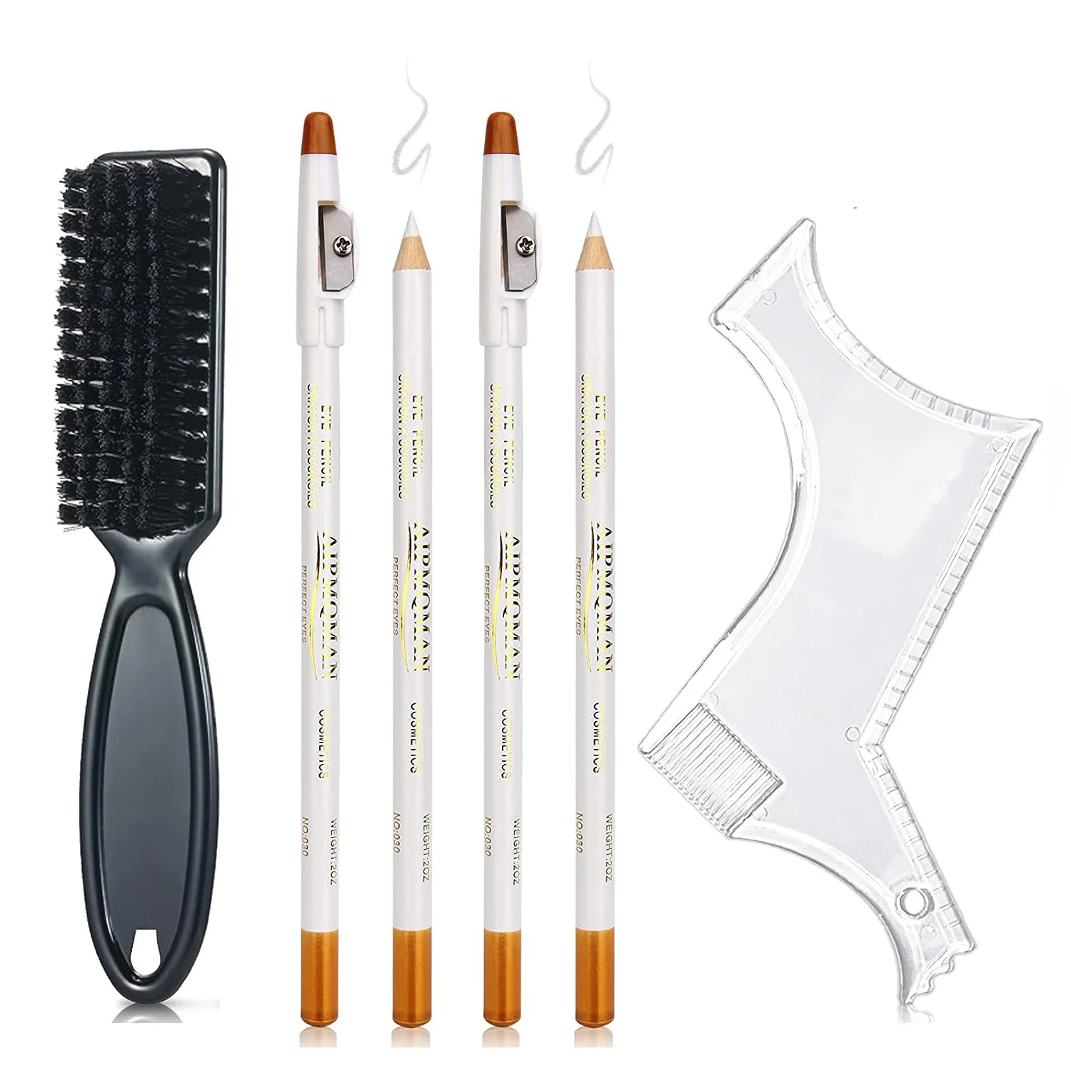 Kit de toilettage pour barbe 6 pièces – Crayons de mise en forme brosse gabarit – Accessoires beauté visage et