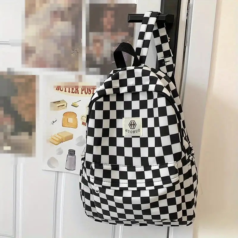Sac à dos HUOHUO style damier idéal étudiants jeunes professionnels