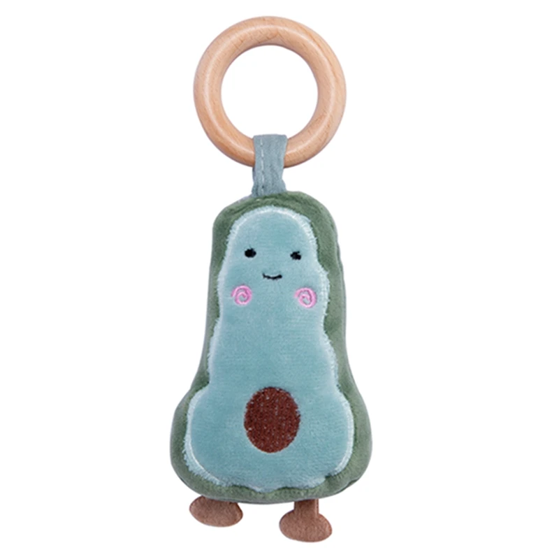Jouet d'éveil pour bébé en bois et peluche anneau de dentition en forme d'avocat jouet sensoriel pour 036 mois