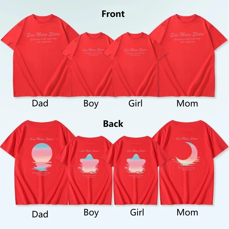 Ensemble familial coréen Sun Moon Stars tshirts mèrefille vêtements assortis tshirt en coton manches courtes s