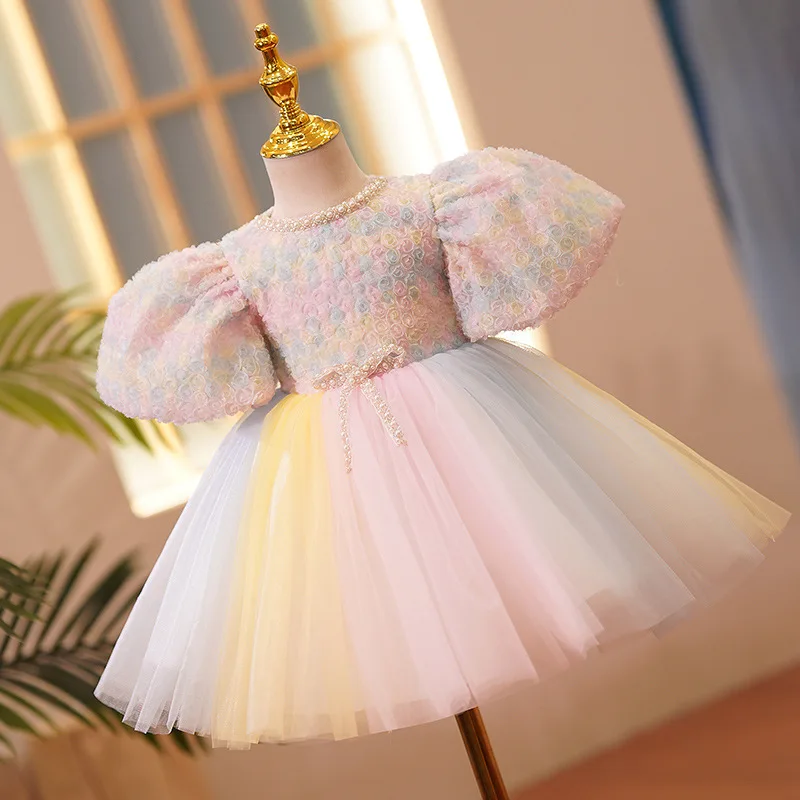 Robe pour filles enfants floral tulle dégradé occasion spéciale