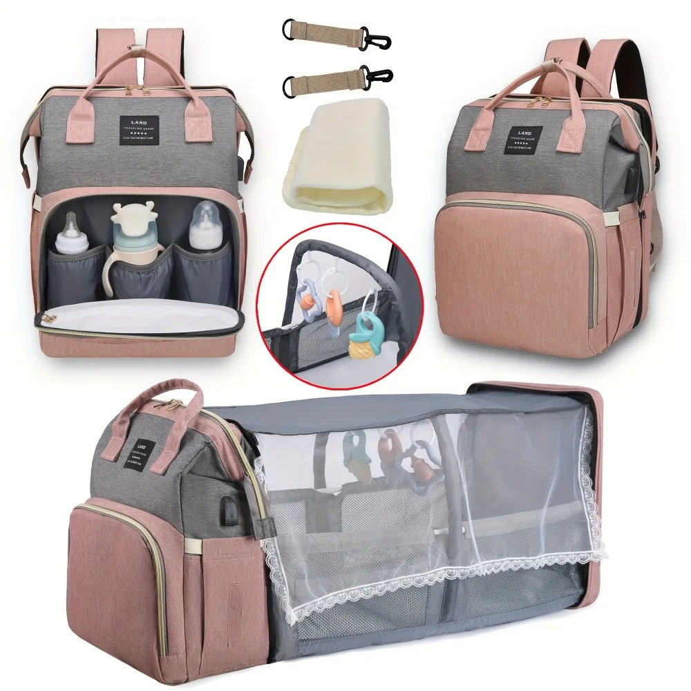Sac de maman multifonctionnel portable sac à dos bébé durable compartiments isothermes tissu résistant facile 