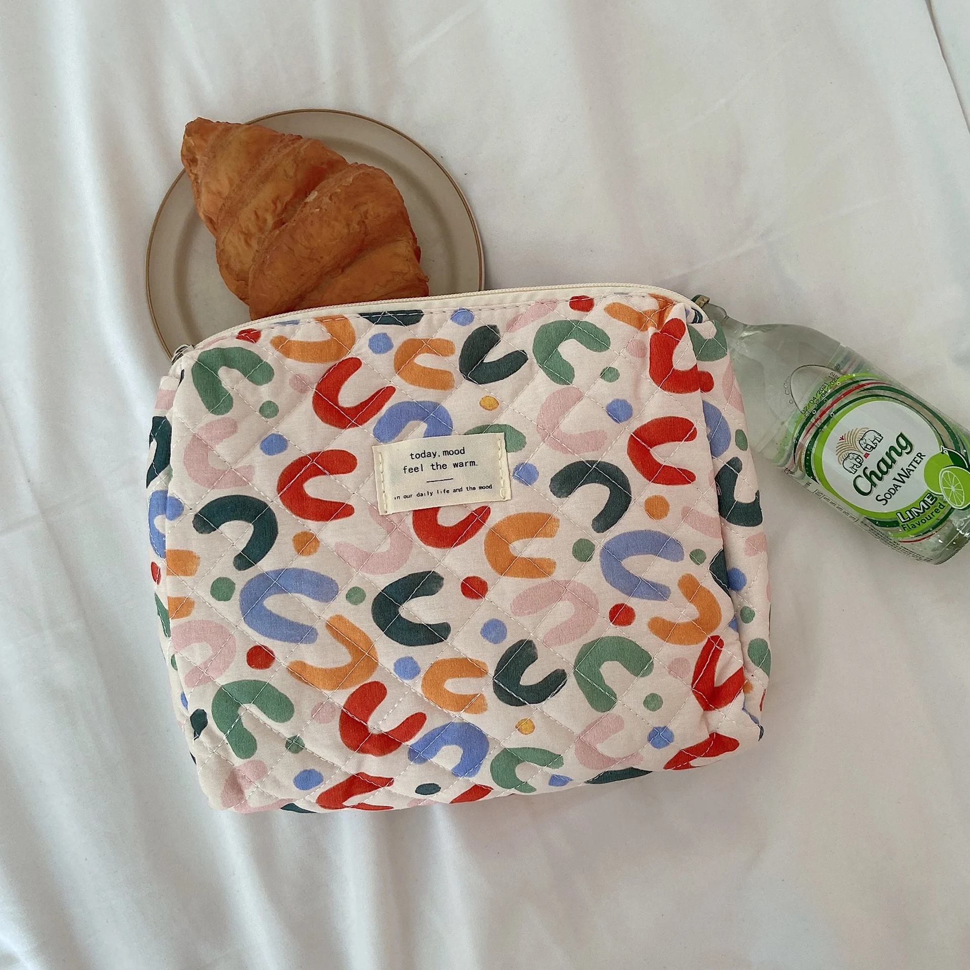 Sac à couches bébé sac de transport imprimé design coloré fermeture éclair matériau coton usage voyage rangeme