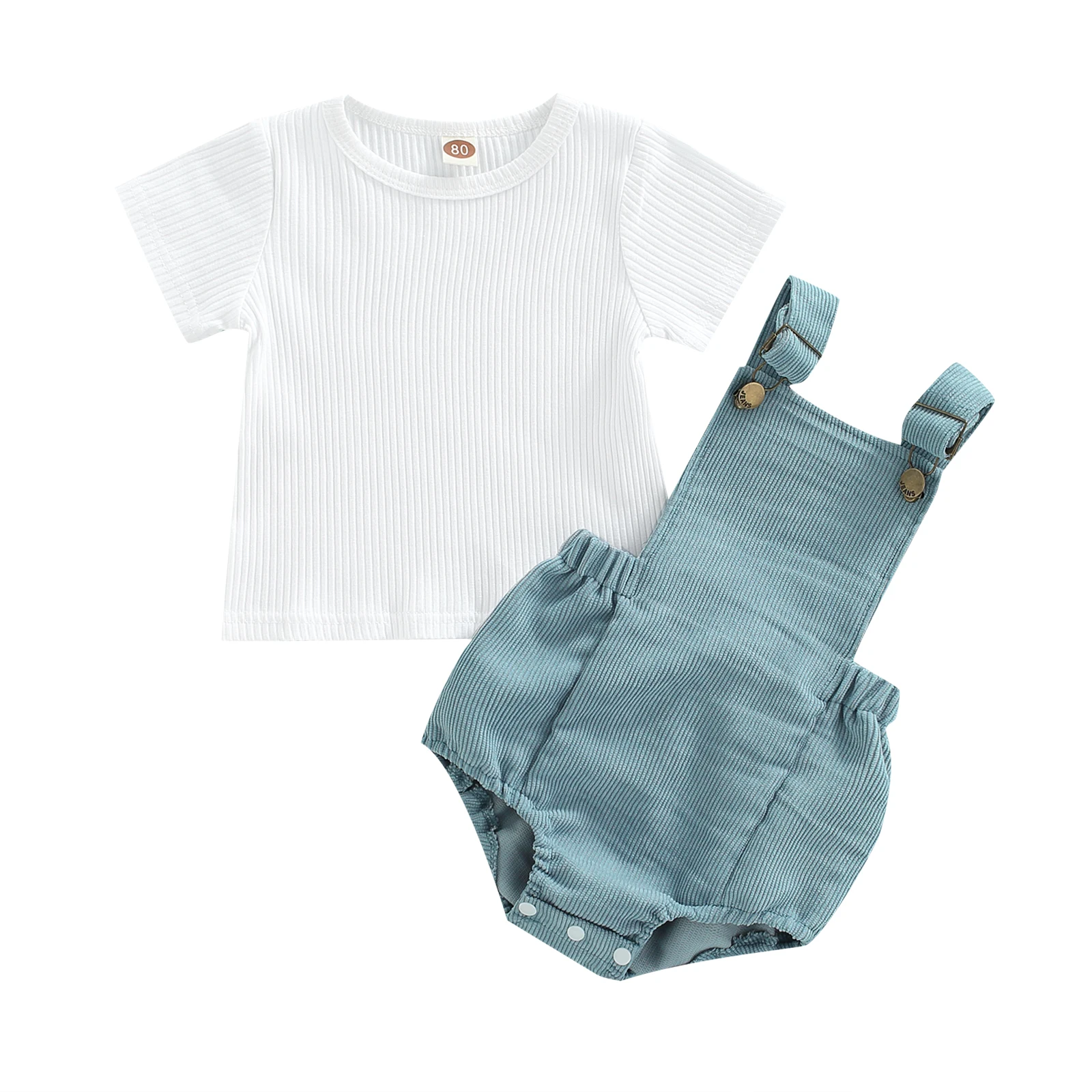 Ensemble bébé été tshirt romper côtelé 024M garçon fille vêtements naissance bébé confortable style moderne