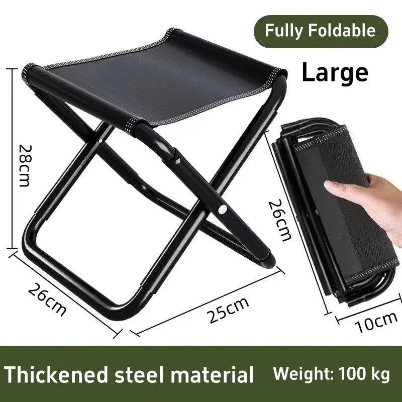 Chaise pliante portable aluminium léger 100kg charge camping voyage pêche extérieur moderne compact noir