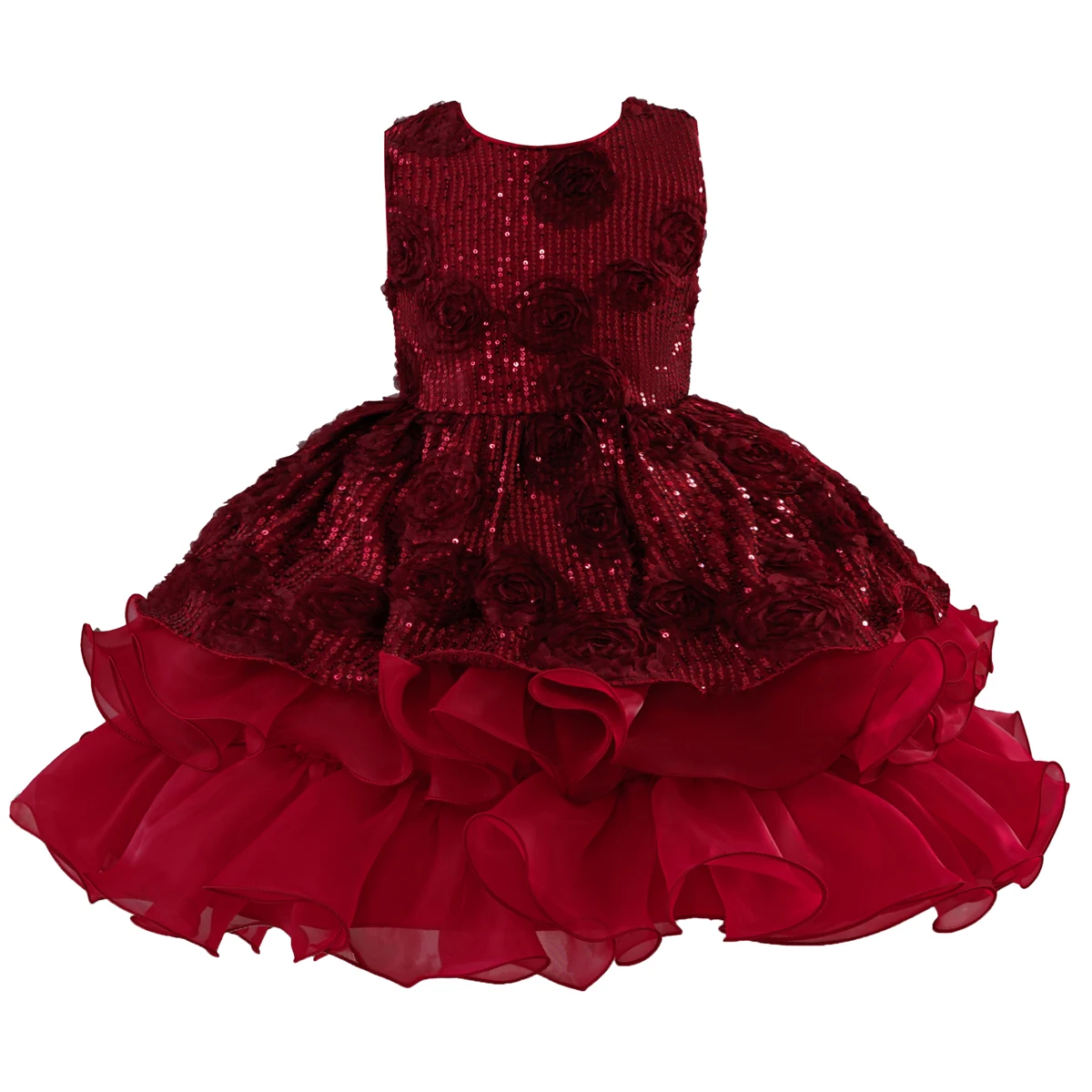 Robe de princesse pour filles 312 ans robe de soirée bouffante florale paillettes sans manches style européen 