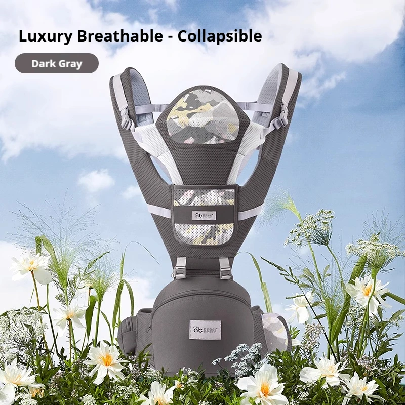 Portebébé ergonomique AIBEDILA avec siège de hanche transporteur sac à dos nouvelle naissance 036M gris foncé