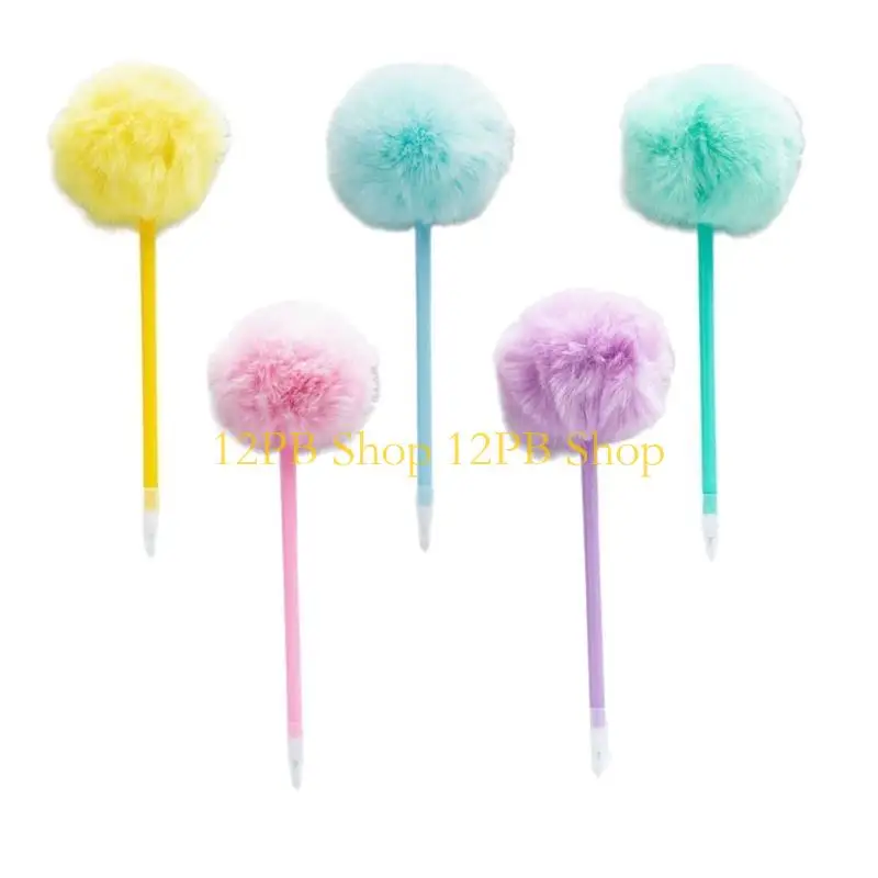 Stylo à bille Furry Pom Ballpoint 5 unités accessoire école bureau enfant fille garçon cadeau coloré design do