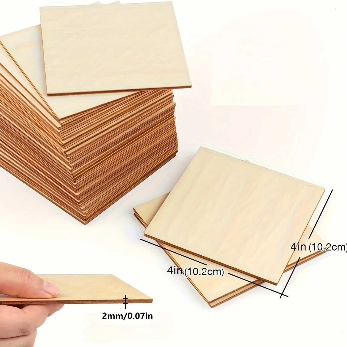 Feuilles de bois carrées 4x4 pouces DIY artisanat gravure peinture 10 pièces bois fin sans odeur qualité premi