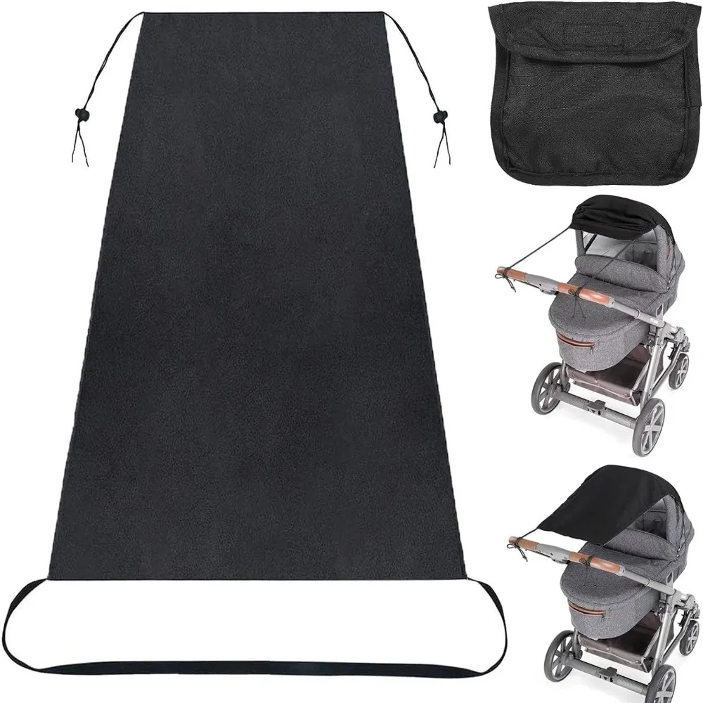 Paresoleil stroller protection solaire respirant en polyester ajustable rangement pochette noir design moderne