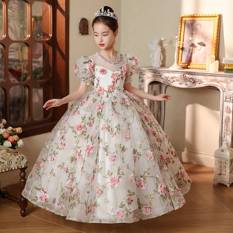 Robe princesse fille anniversaire style étranger hôte performance piano nouvelle collection 2024 Gown